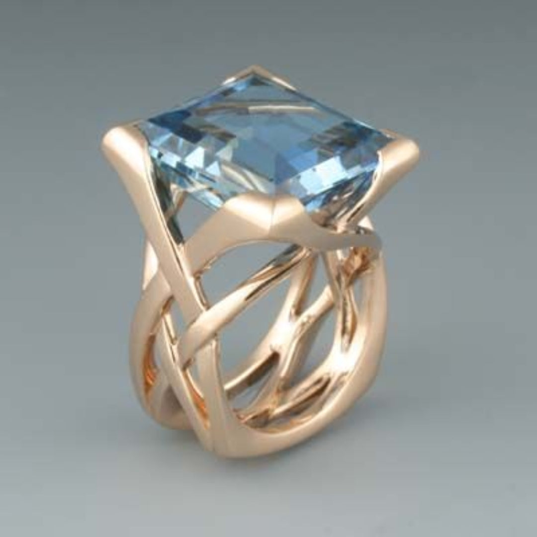 Classic silver ring with blue zirconia