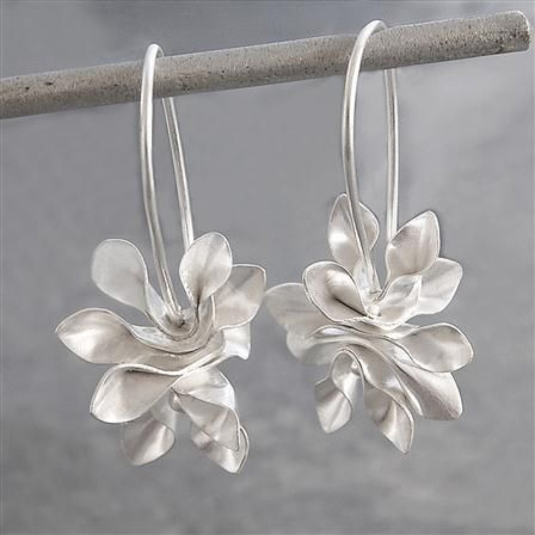 Trendy Irregular Blossom Silver Earrings