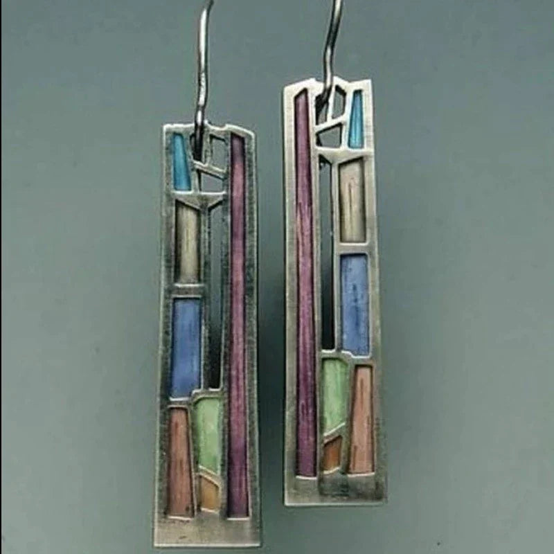 Stylish Colorful Silver Earrings