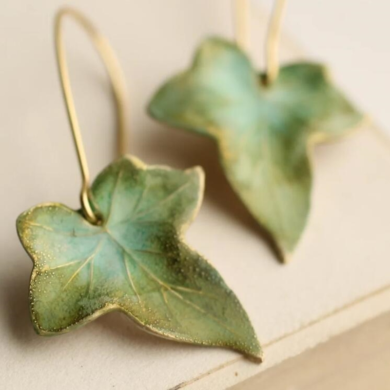 Classic Green Leaf Earrings