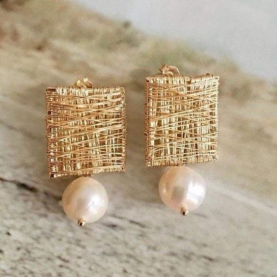 Stylish Golden Threads with Pearls Earrings