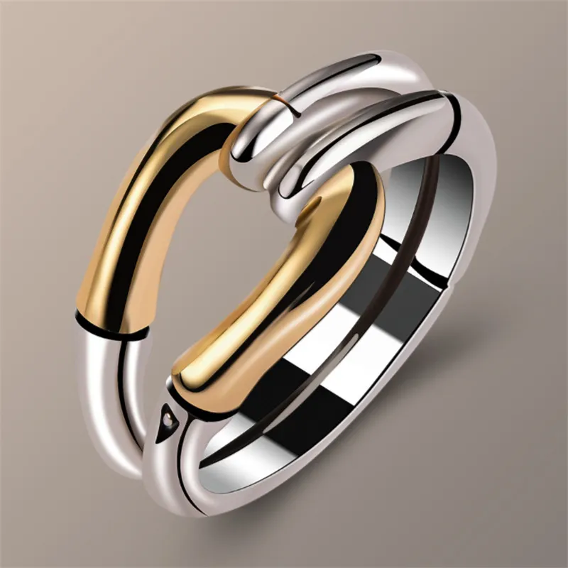 Modern Knotted Gold & Silver Ring