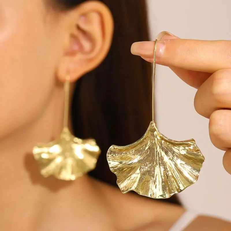 Trendy Golden Petal Earrings