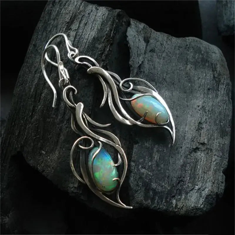 Timeless earrings made of blue opal