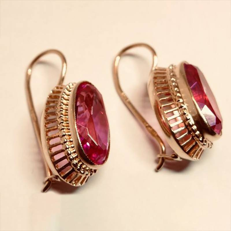 Elegant Red Crystal Rose Gold Earrings