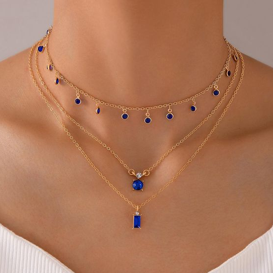 Sleek Golden Blue Necklace