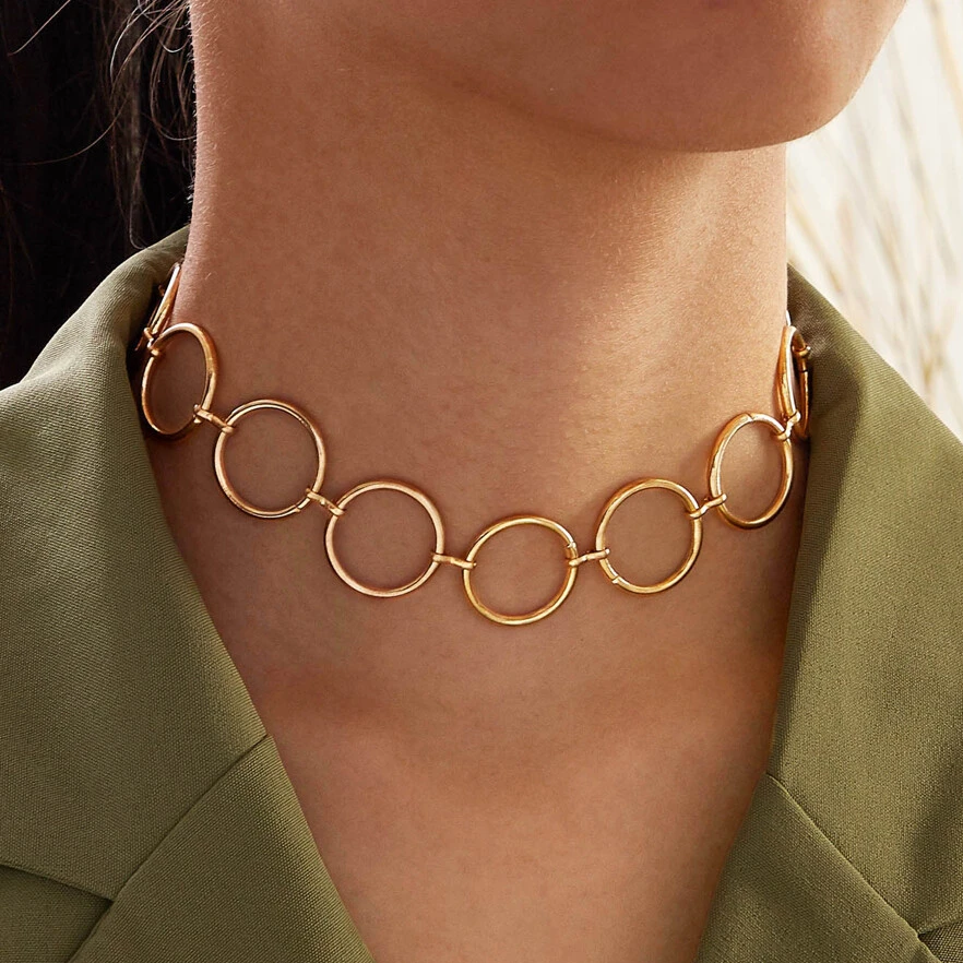 Trendy Circles Golden Necklace