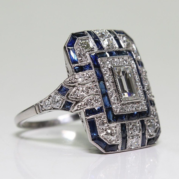 Timeless Blue Bright Silver Ring