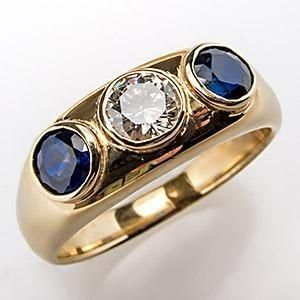 Elegant Blue Inlaid Glass Zirconia Gold Ring