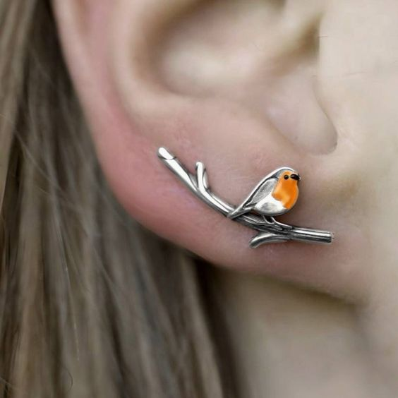 Minimalist Birdie Silver Earrings