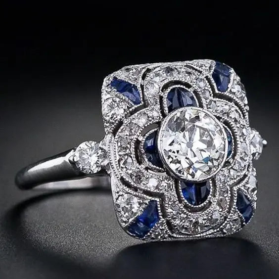 Classic silver ring with blue zirconia