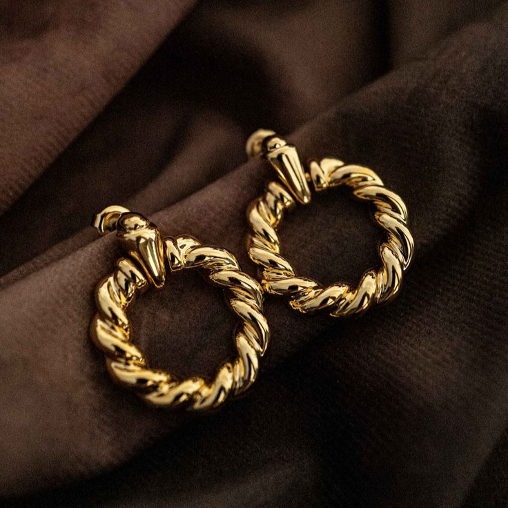 Trendy Braided Hoop Golden Earrings