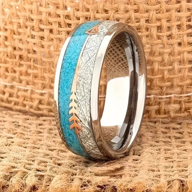 Elegant Enamel Silver Ring