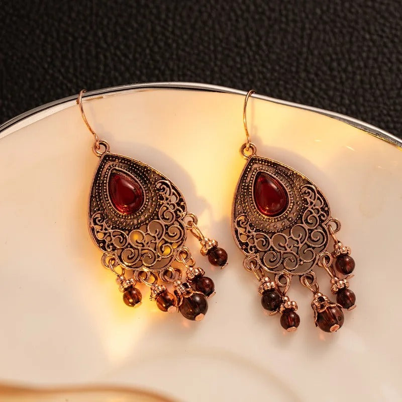 Classic Red Teardrop Dangle Earrings