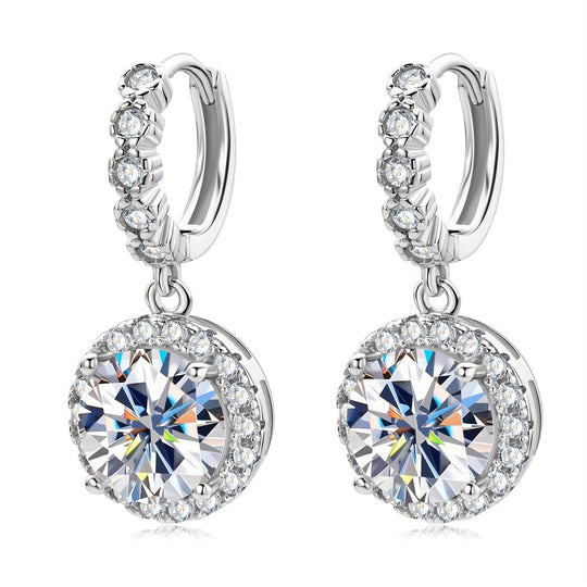 Stylish Round Moissanite & Zirconia Earrings