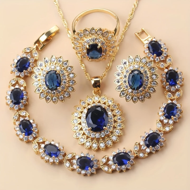 Sunflower 5pcs Elegant Wedding Jewelry Set