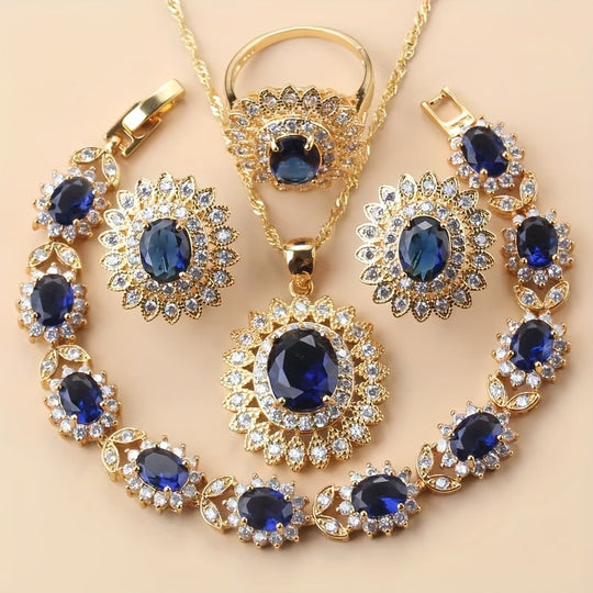 Sunflower 5pcs Elegant Wedding Jewelry Set