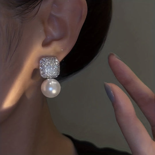 Modern Blingbling Square Pendant Earrings
