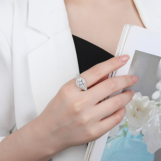 Trendy Blue Moissanite Ring