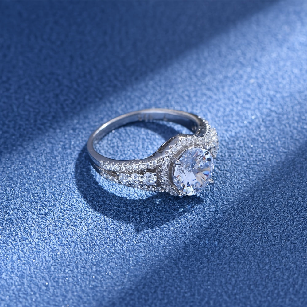 Trendy Blue Moissanite Ring