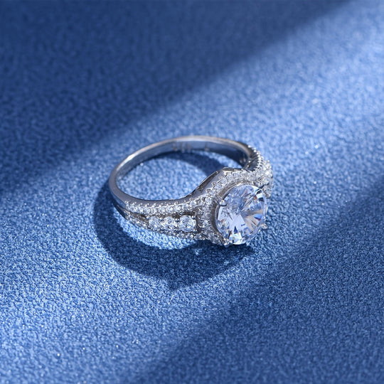 Trendy Blue Moissanite Ring