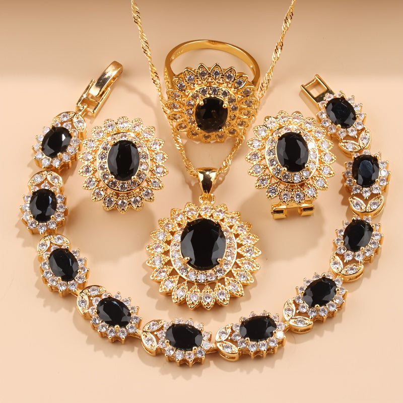 Sunflower 5pcs Elegant Wedding Jewelry Set
