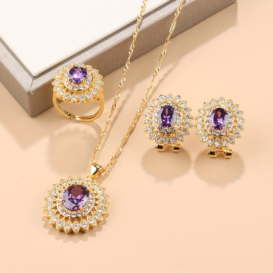 4pcs Stylish Sunflower Jewelry Set