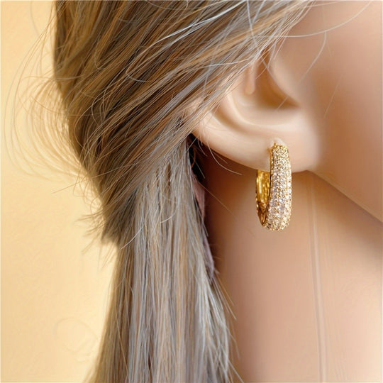 Sparkling Cubic Zirconia Hoop Earrings