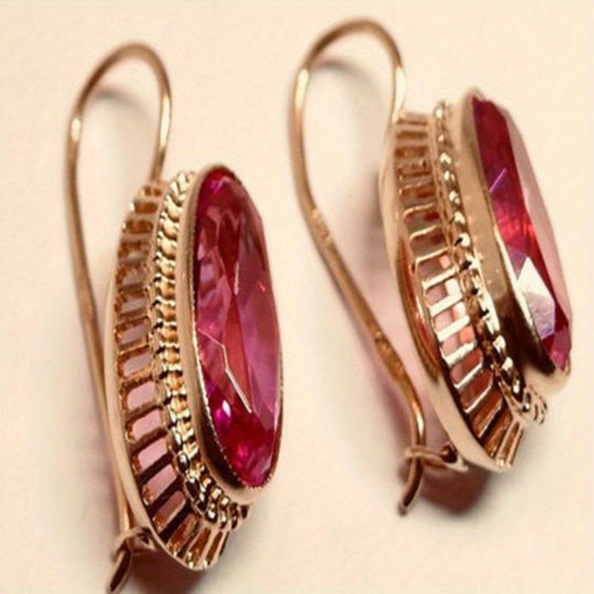 Timeless Oval Red Zirconia Earrings
