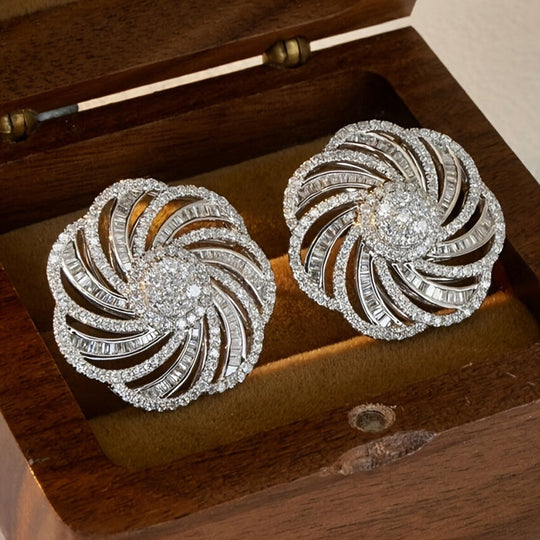 Stylish Zirconia Flower Earrings