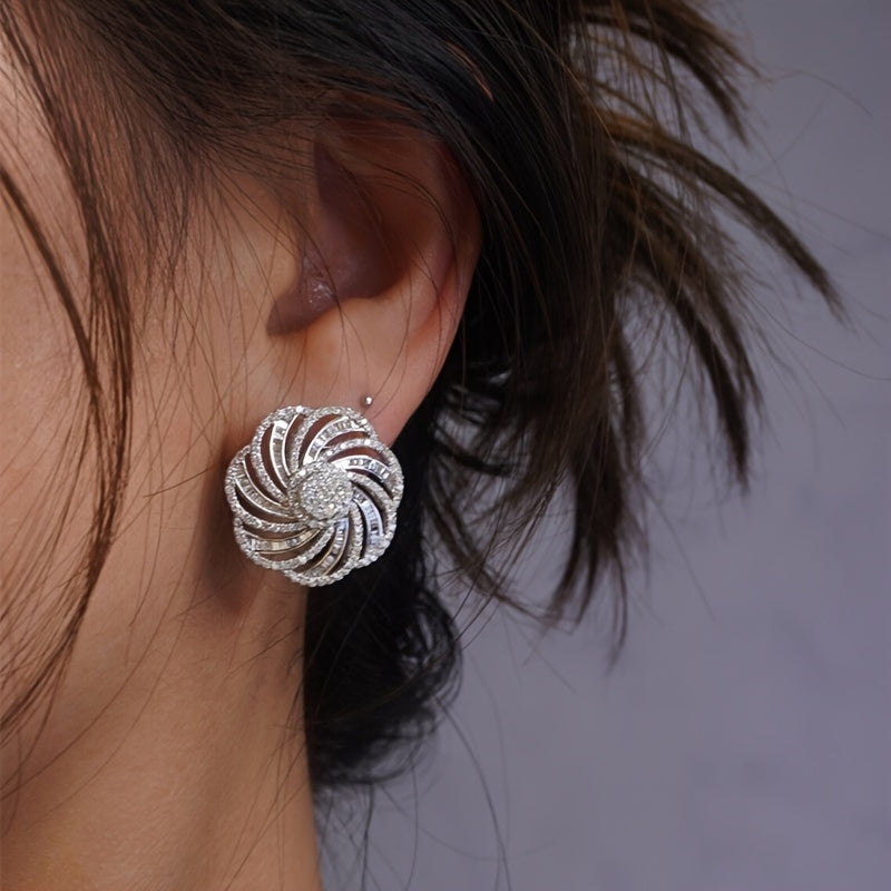Stylish Zirconia Flower Earrings