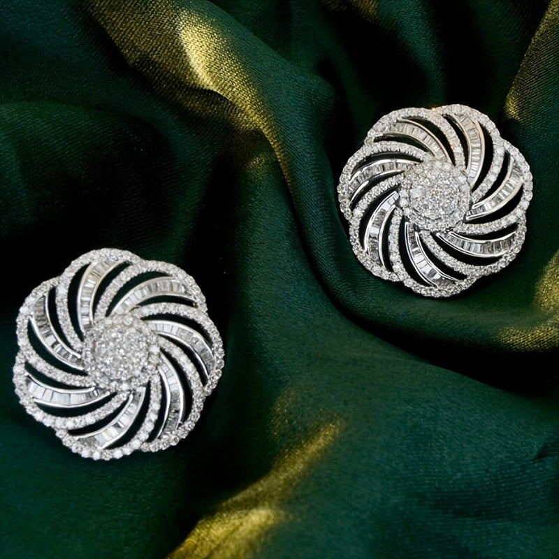 Stylish Zirconia Flower Earrings
