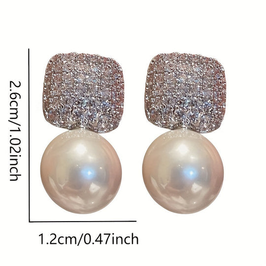 Modern Blingbling Square Pendant Earrings