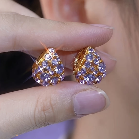 Elegant Purple Glass & Earrings