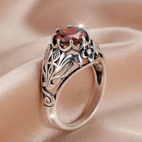 Elegant Style Red Zirconia Ring