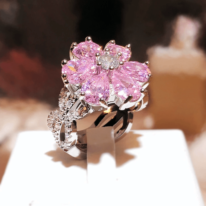 Timeless Floral Pink Zirconia Ring