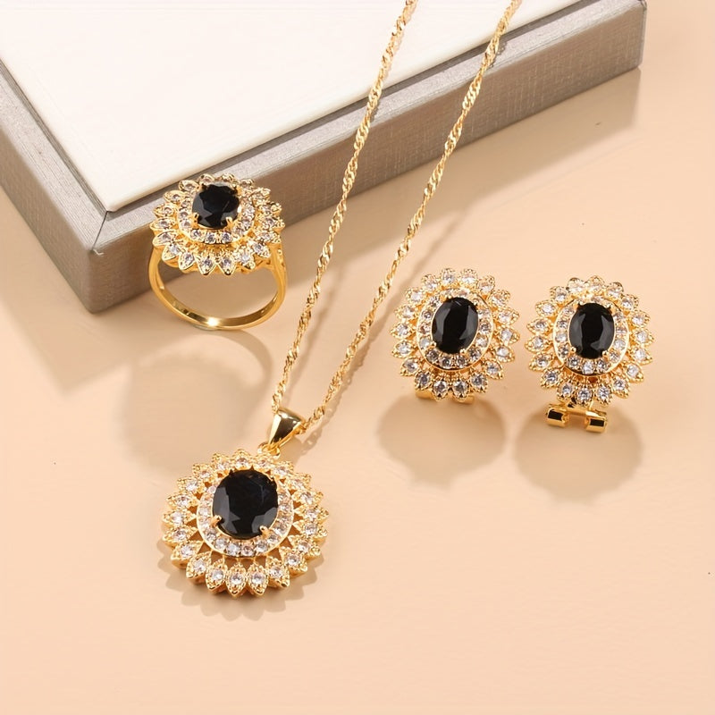 4pcs Stylish Sunflower Jewelry Set