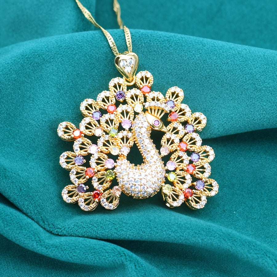 Elegant Peacock-Inspired PeaRooster Pendant Necklace