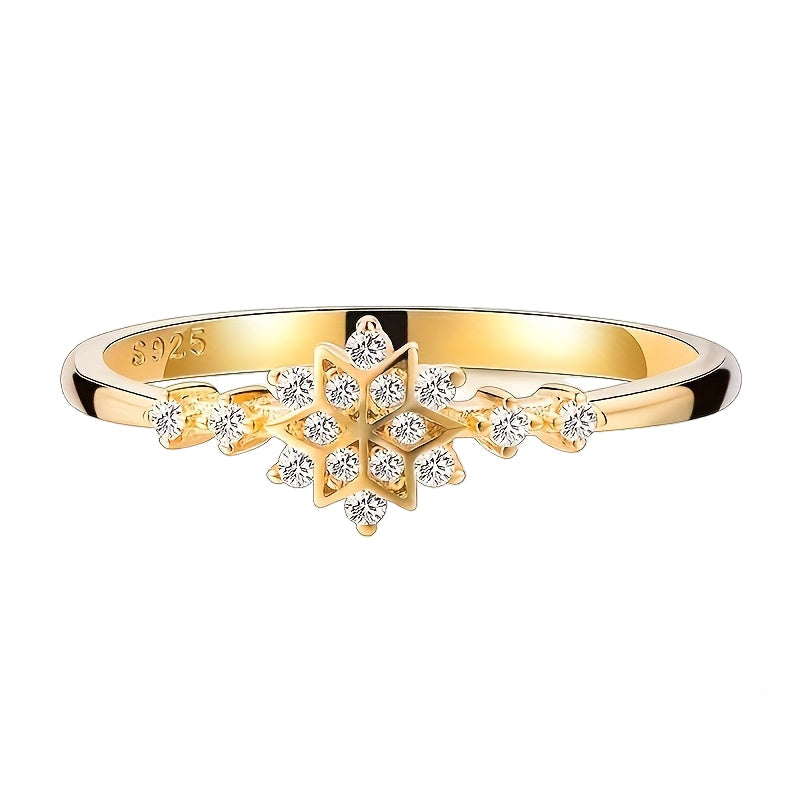 Elegant Zirconia Snowflake Ring