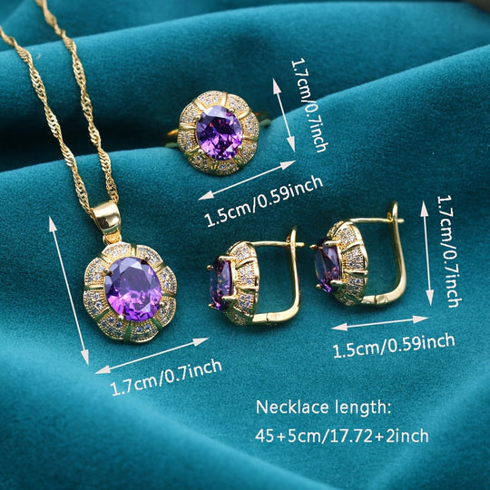 Timeless Elegant Multi-Color Cubic Zirconia Jewelry Set