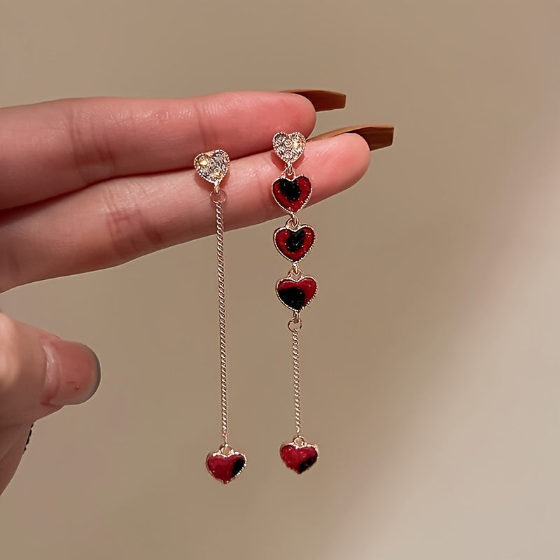 Timeless Inspired Asymmetrical Heart Chain Earrings