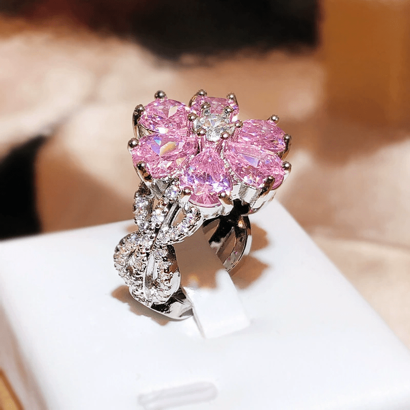 Timeless Floral Pink Zirconia Ring