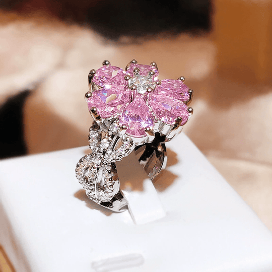 Timeless Floral Pink Zirconia Ring