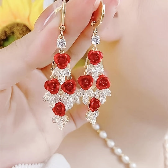 Timeless Rose Tassel Drop Earrings