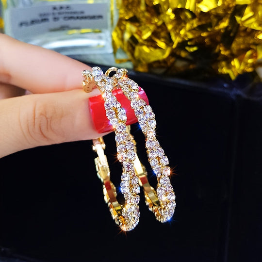 Modern Bling Hollow-Out Circle Earrings
