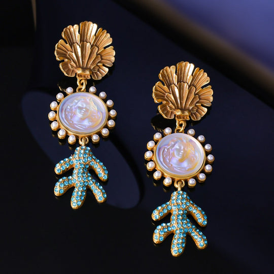Trendy Shell & Cactus Earrings