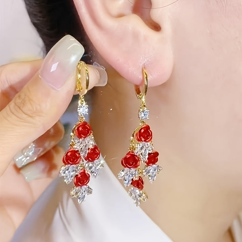 Timeless Rose Tassel Drop Earrings