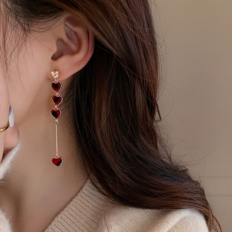 Timeless Inspired Asymmetrical Heart Chain Earrings