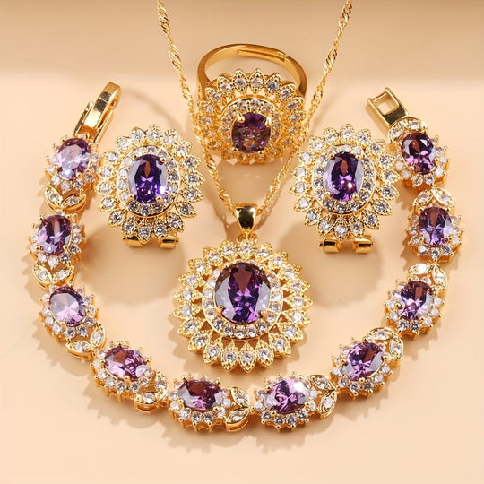Sunflower 5pcs Elegant Wedding Jewelry Set