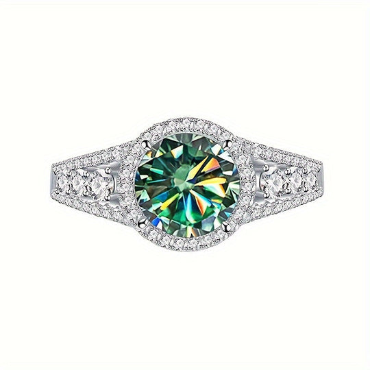 Trendy Blue Moissanite Ring